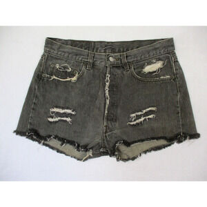 Vintage Levis 501 Button Fly Jeans Cutoff Shorts 31x2 Gray Distressed 90s Y2K